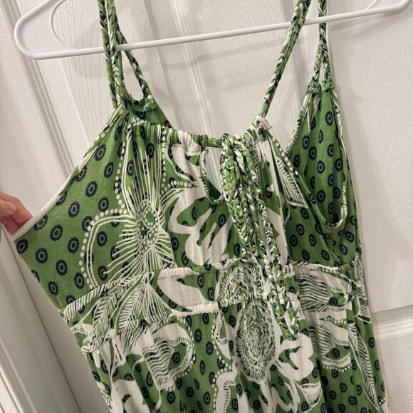 Old Navy Babydoll Spaghetti Strap V Neck Floral Maxi Dress Size M Green Beach - Picture 3 of 9